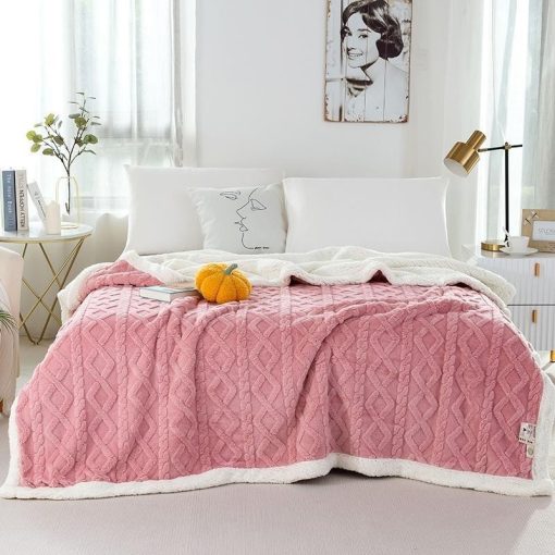 Autumn Geometric Jacquard Tufted Fleece Throw Blanket - Image 3