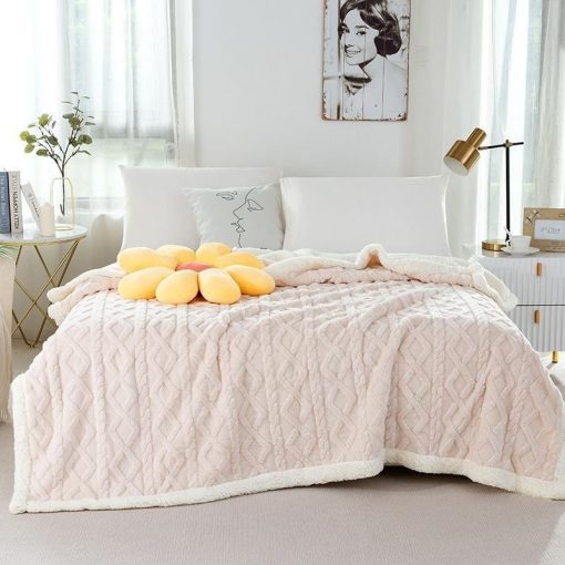 Autumn Geometric Jacquard Tufted Fleece Throw Blanket - Image 4