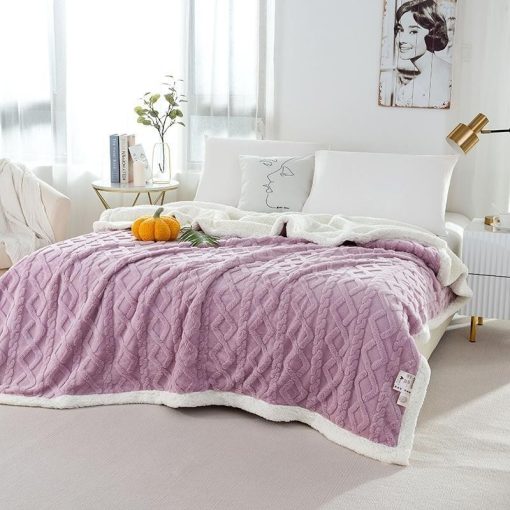 Autumn Geometric Jacquard Tufted Fleece Throw Blanket