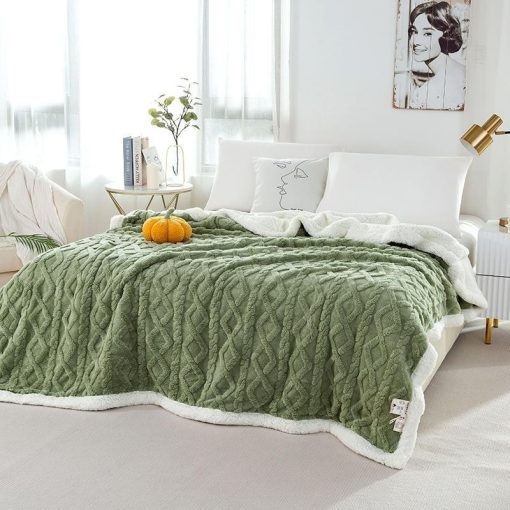 Autumn Geometric Jacquard Tufted Fleece Throw Blanket - Image 6